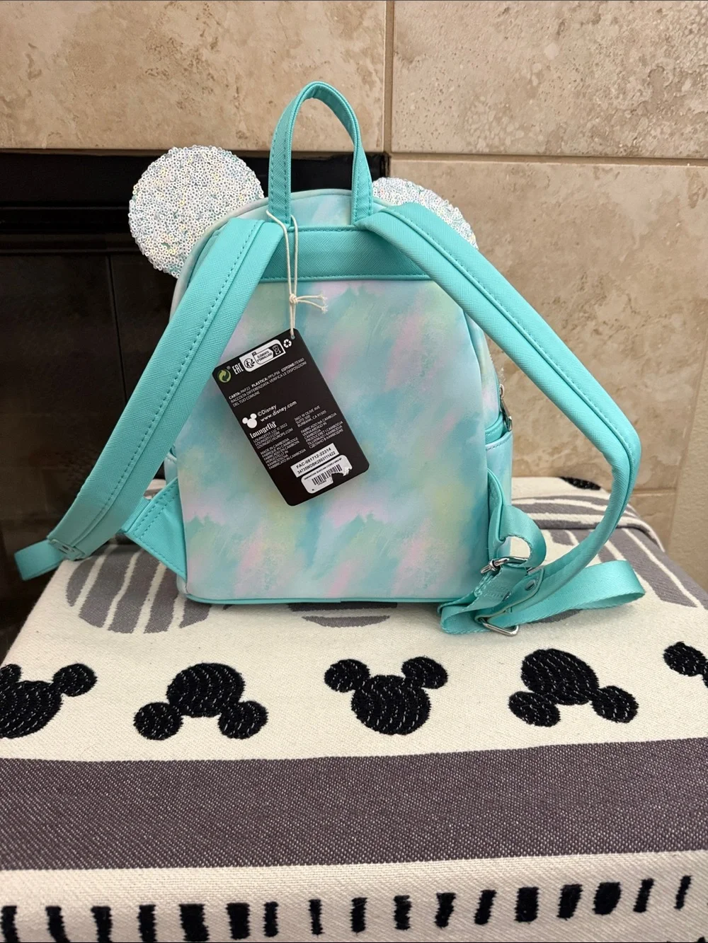 Disney Aqua Tie-Dye Sequin Ear Mini Backpack